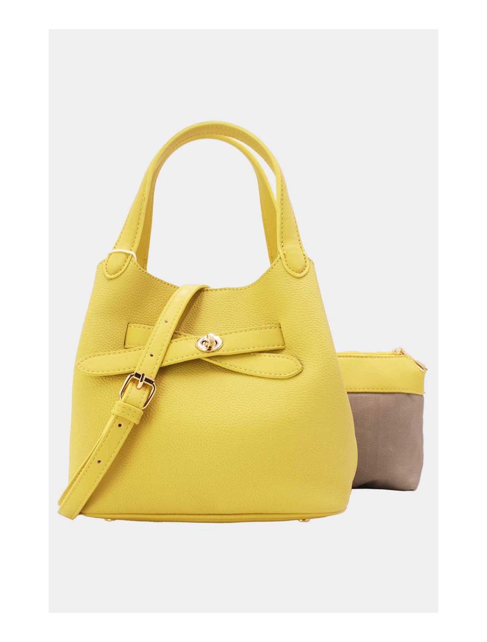 Tom&eva Ensemble 2Pcs Sac Hobo Effet Grainé 6974-Jaune