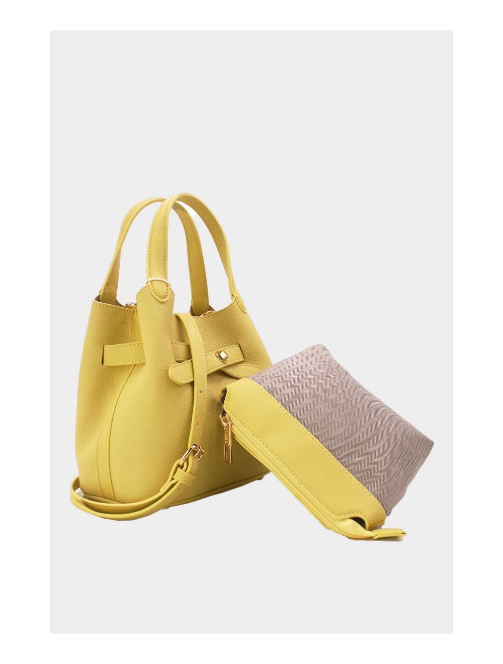 Tom&eva Ensemble 2Pcs Sac Hobo Effet Grainé 6974-Jaune