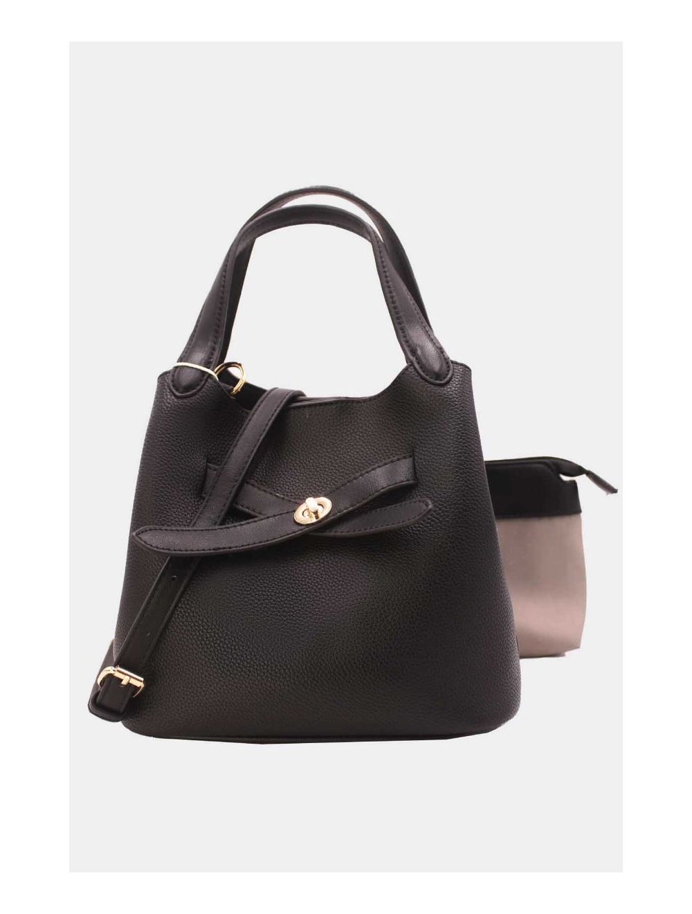 Tom&eva Ensemble 2Pcs Sac Hobo Effet Grainé 6974-Noir