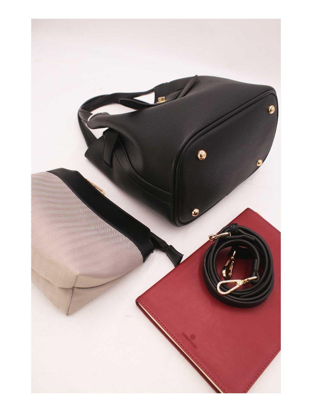 tom&eva Ensemble 2Pcs Sac Hobo Effet Grainé 6974-Noir