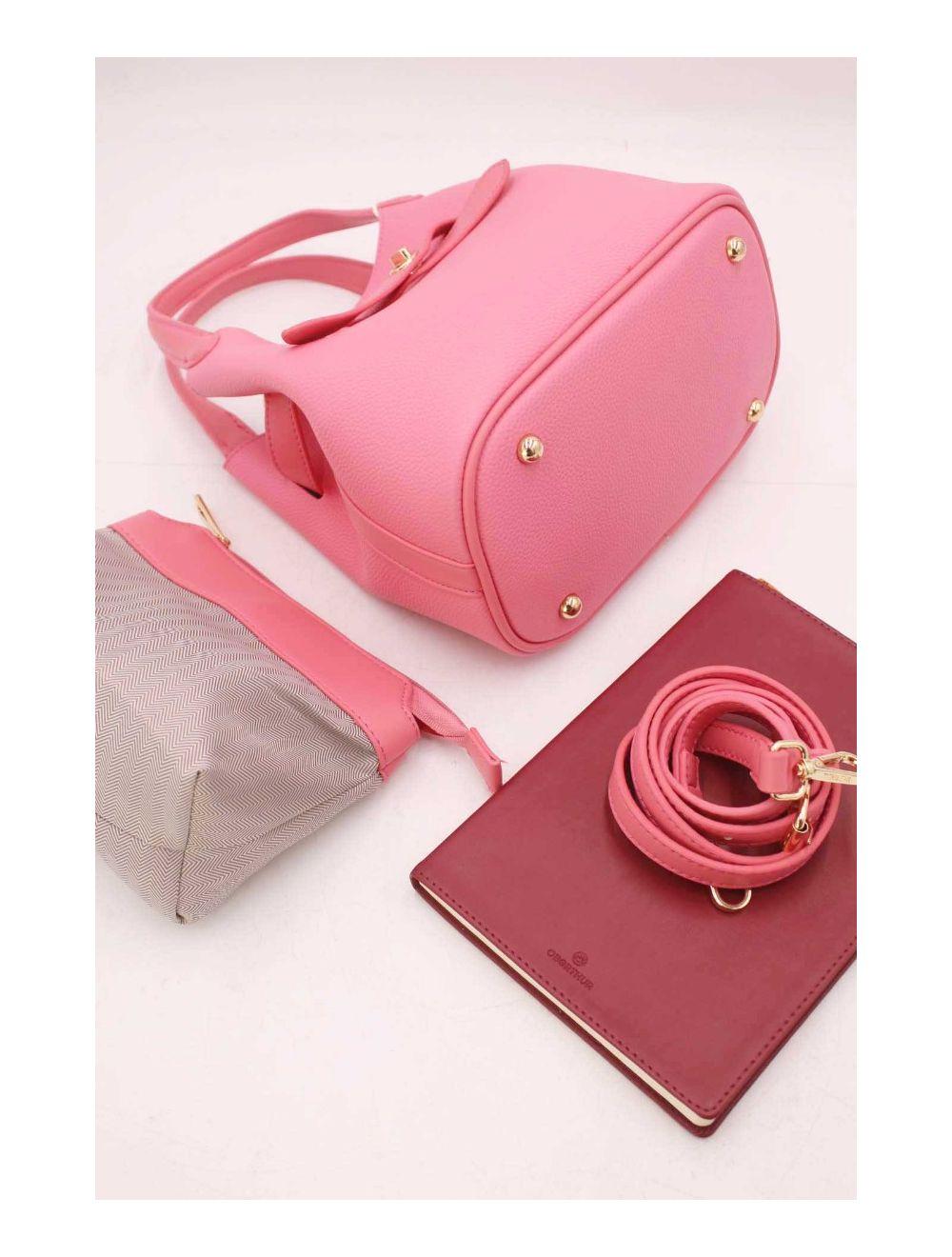 tom&eva Ensemble 2Pcs Sac Hobo Effet Grainé 6974-Pink