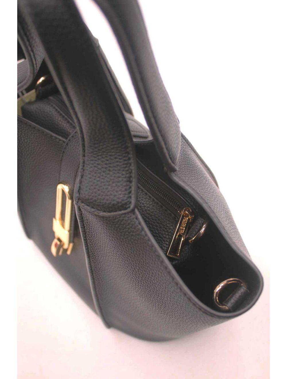 tom&eva Ensemble Deux Pièce Set Cabas Grainé Orné Serrure 6959-Noir