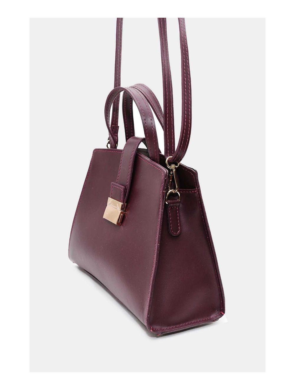 Tom&eva Medium Sac à Main Croûte Cuir Vachette Lisse 4126 ALBA-BORDEAUX