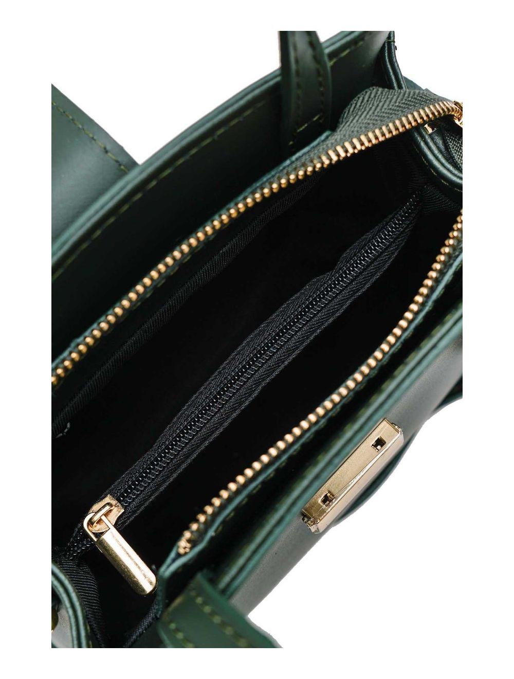 tom&eva Medium Sac à Main Croûte Cuir Vachette Lisse 4126 ALBA-VERT