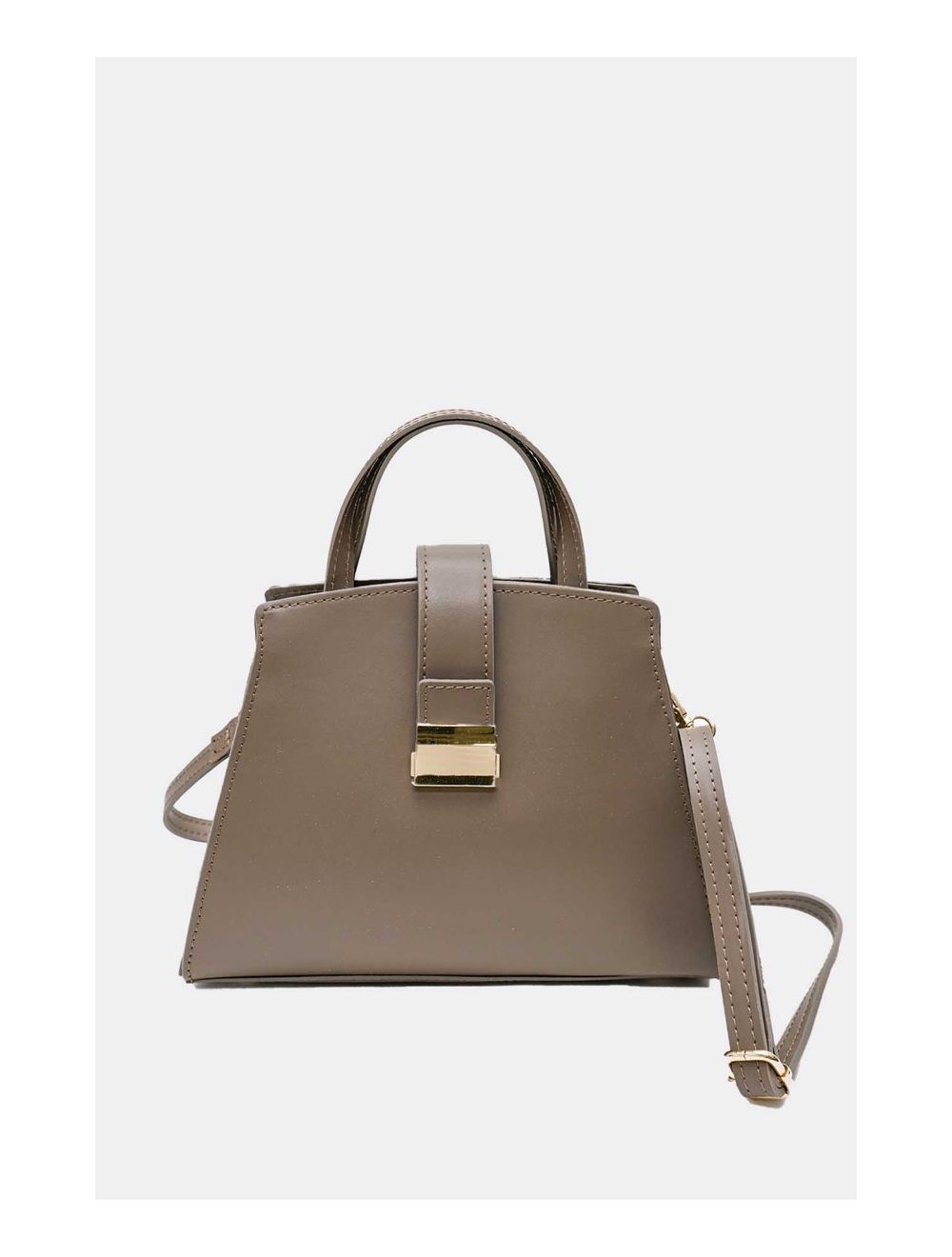Tom&eva Medium Sac à Main Croûte Cuir Vachette Lisse 4126 ALBA-TAUPE