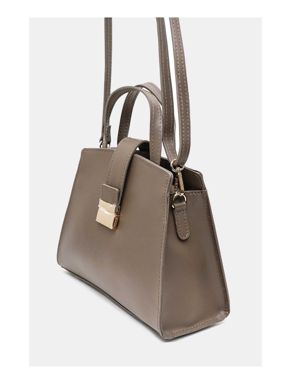 Tom&eva Medium Sac à Main Croûte Cuir Vachette Lisse 4126 ALBA-TAUPE
