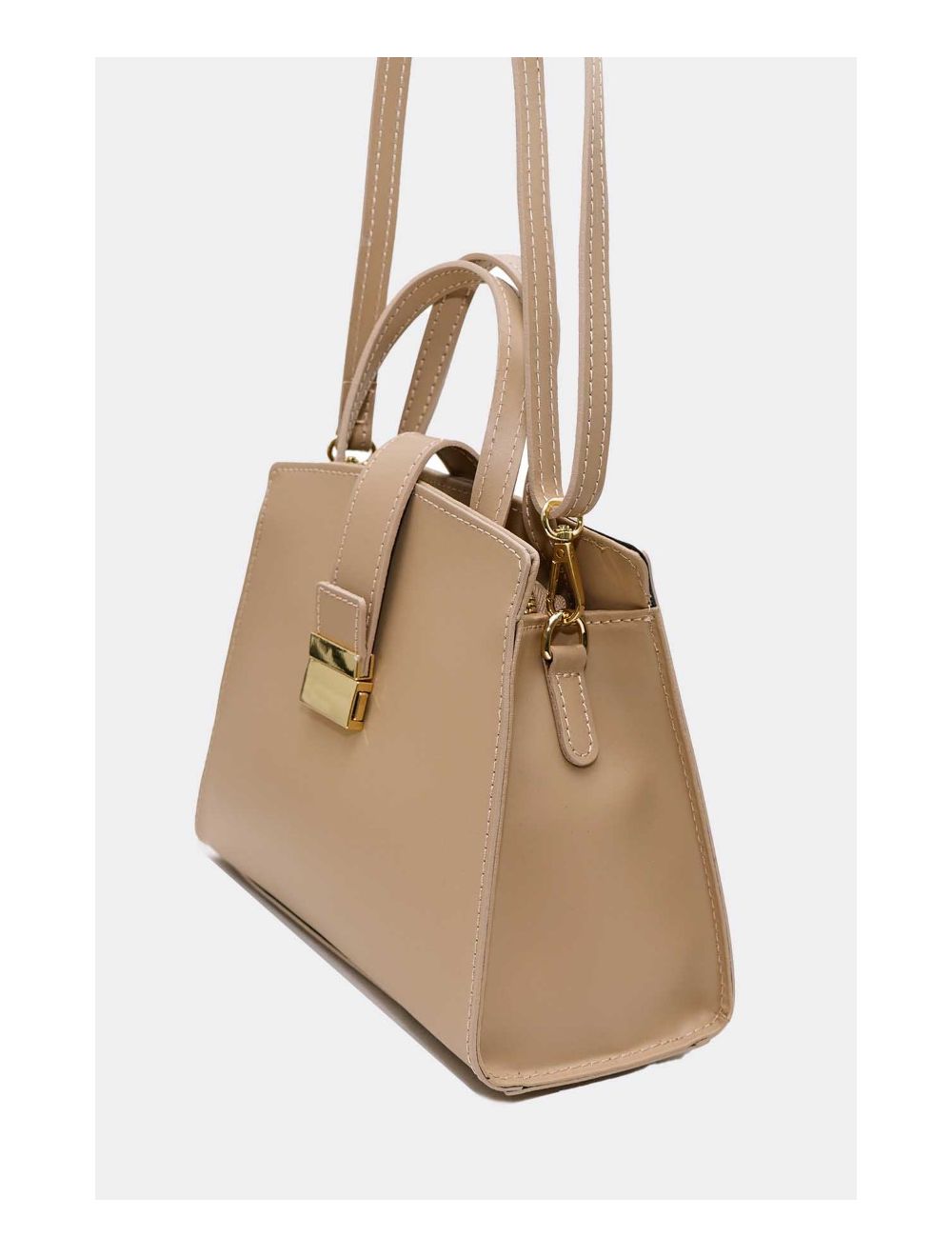 Tom&eva Medium Sac à Main Croûte Cuir Vachette Lisse 4126 ALBA-SABLE