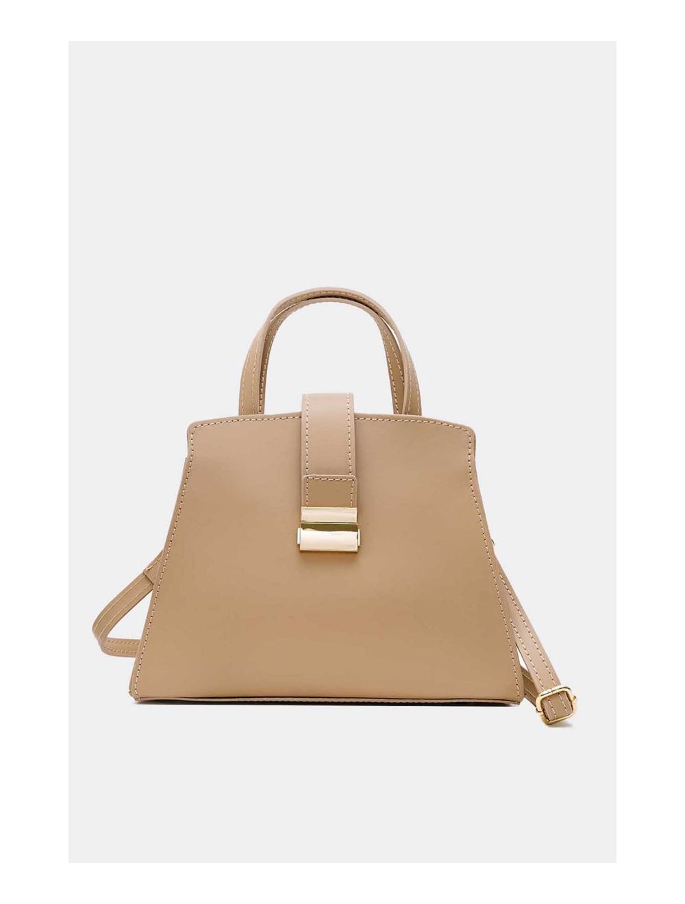 tom&eva Medium Sac à Main Croûte Cuir Vachette Lisse 4126 ALBA-SABLE