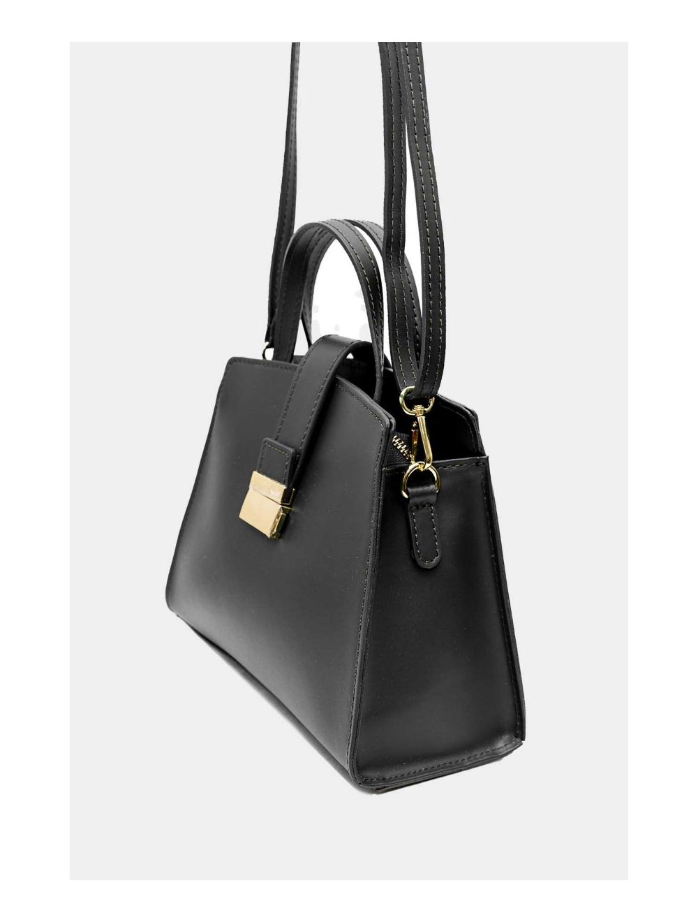 Tom&eva Medium Sac à Main Croûte Cuir Vachette Lisse 4126 ALBA-NOIR