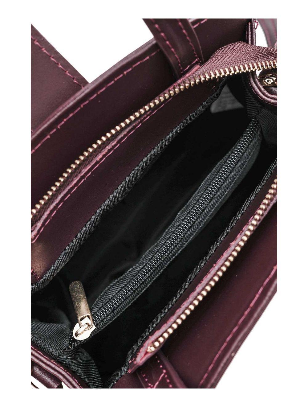 tom&eva Medium Sac à Main Croûte Cuir Vachette Lisse 4126 ALBA-BORDEAUX