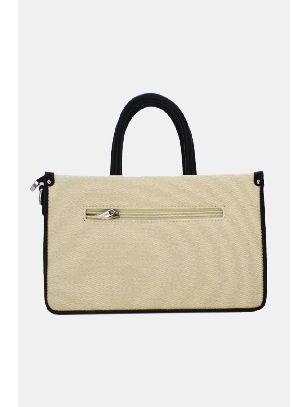 Tom&eva Medium Sac à Main Effet Tissus Bicolore 24B-6004-Beige/Black