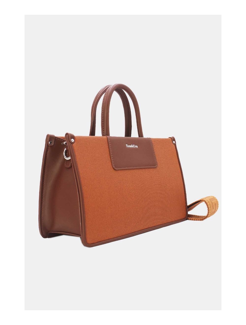 Tom&eva Medium Sac à Main Effet Tissus Bicolore 24B-6004-Brown/Coffee