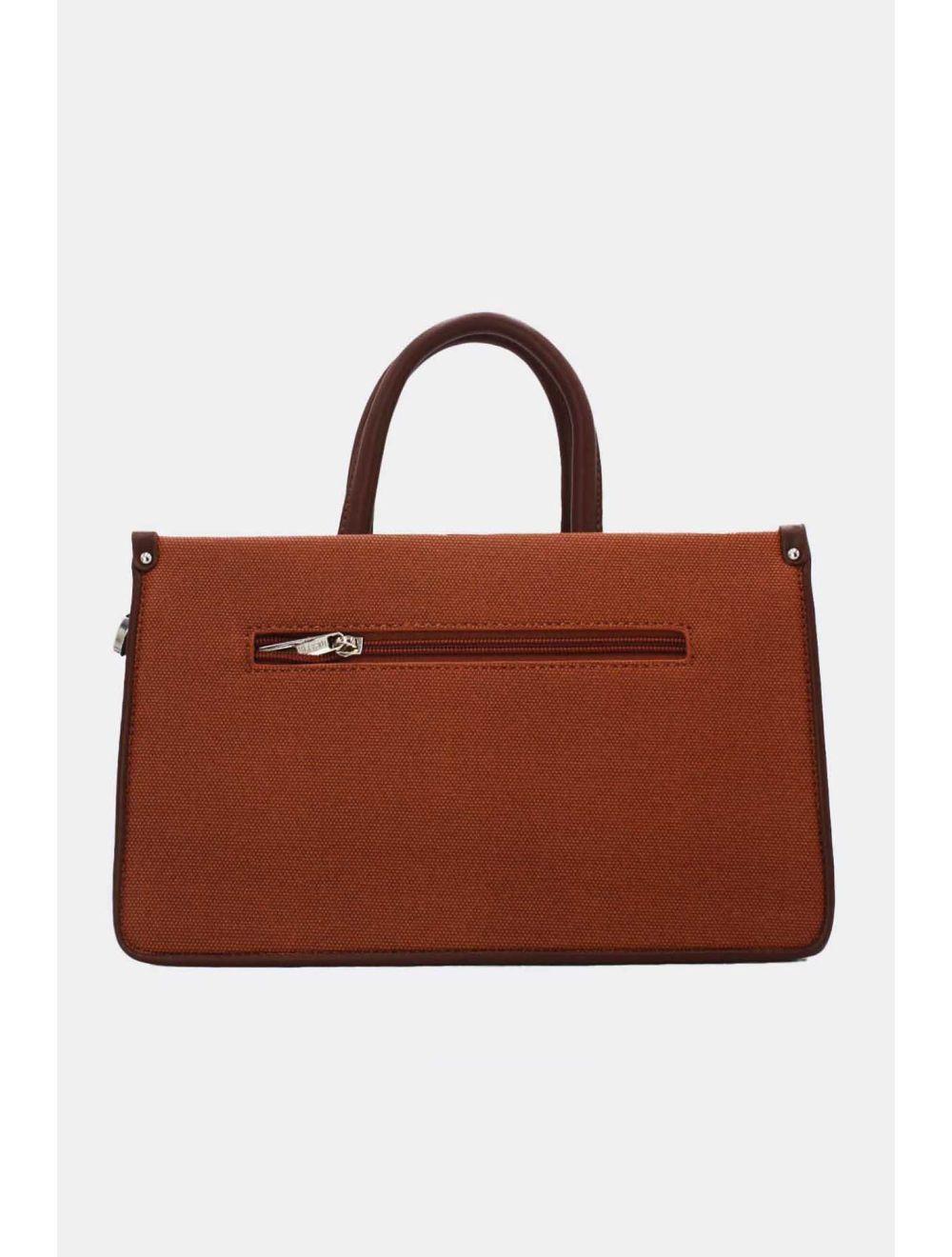 Tom&eva Medium Sac à Main Effet Tissus Bicolore 24B-6004-Brown/Coffee
