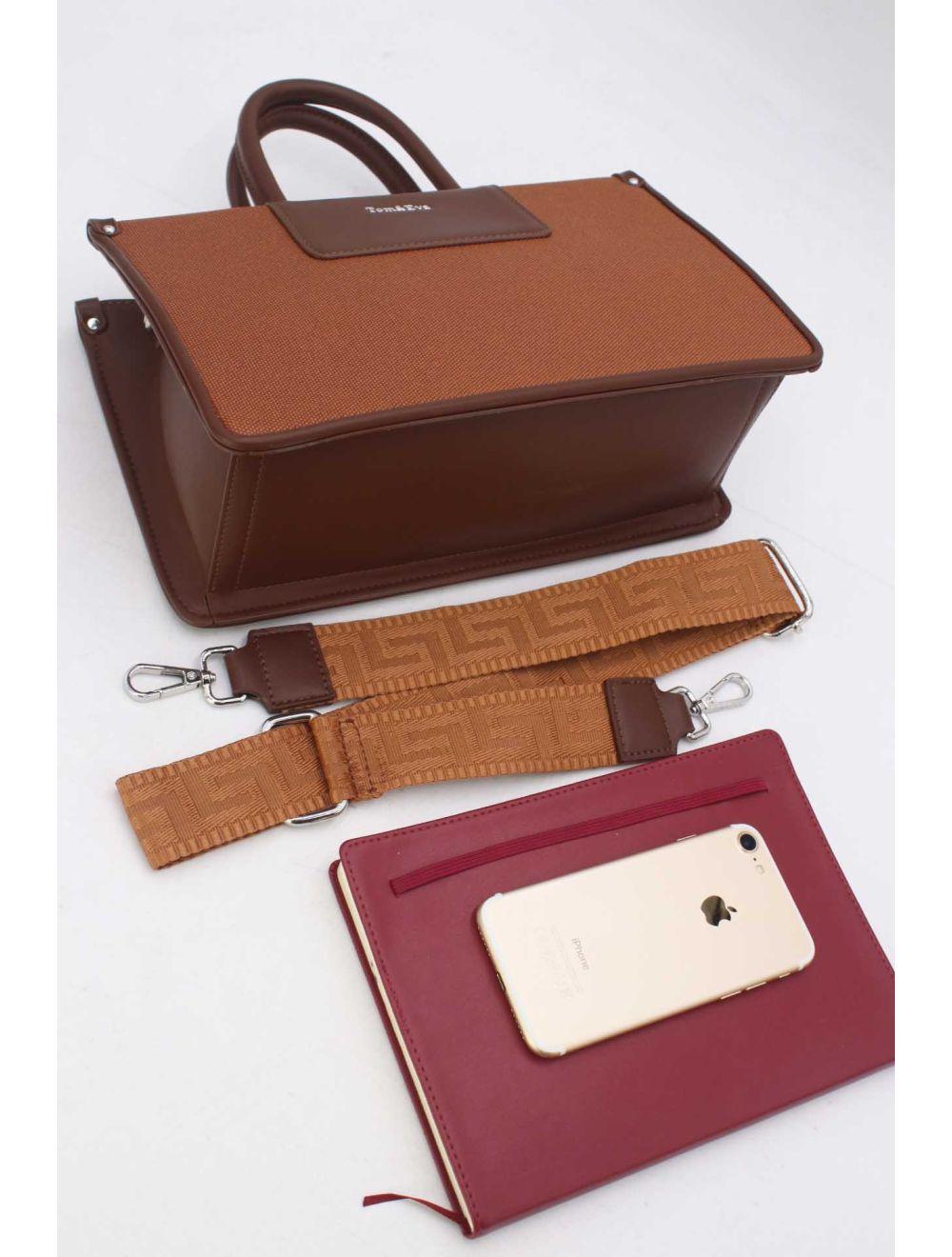 Tom&eva Medium Sac à Main Effet Tissus Bicolore 24B-6004-Brown/Coffee