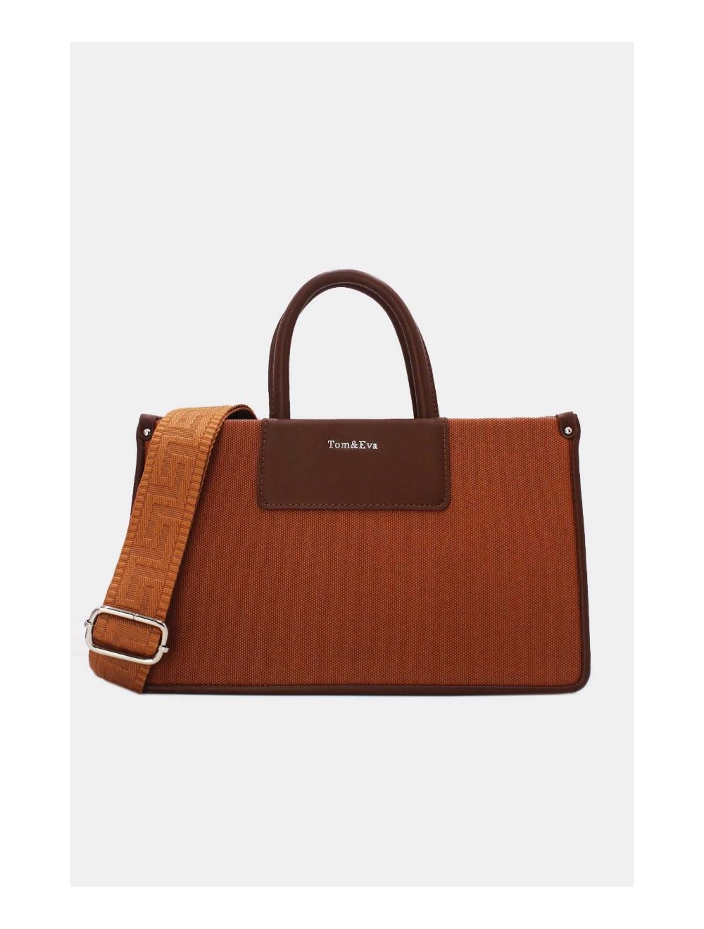 tom&eva Medium Sac à Main Effet Tissus Bicolore 24B-6004-Brown/Coffee