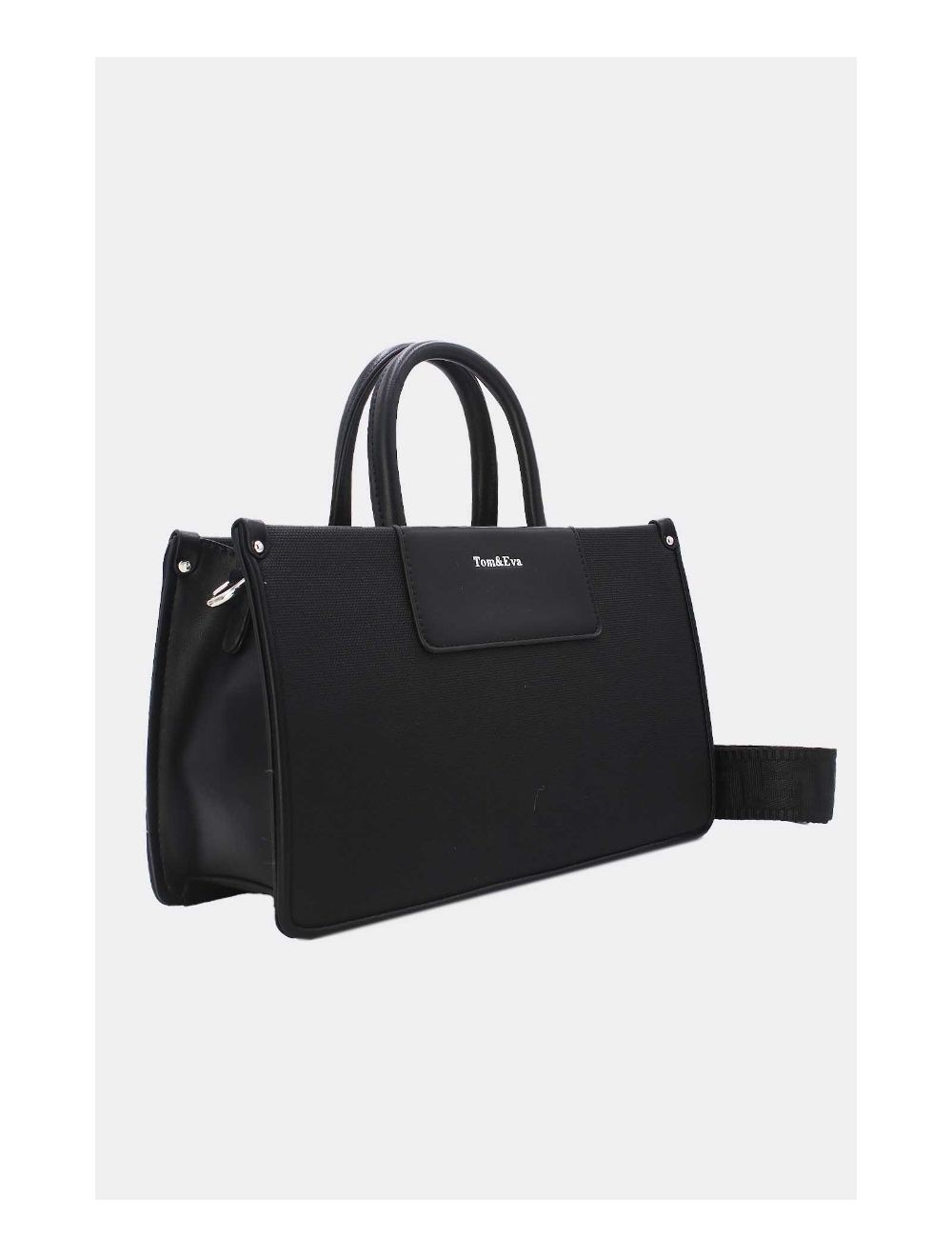 Tom&eva Medium Sac à Main Effet Tissus Bicolore 24B-6004-Black/Black