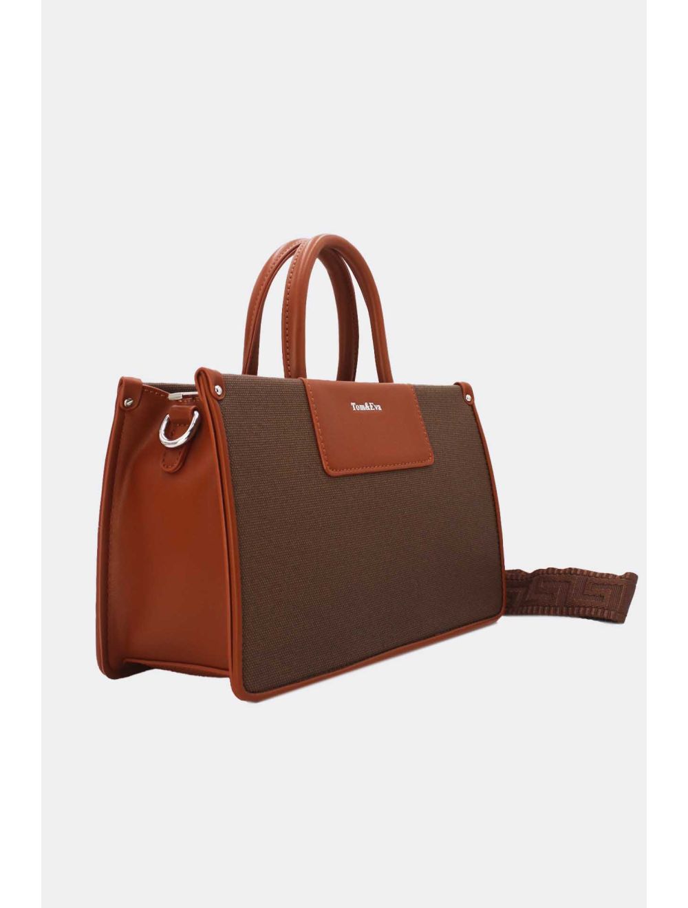 Tom&eva Medium Sac à Main Effet Tissus Bicolore 24B-6004-Coffee/Brown