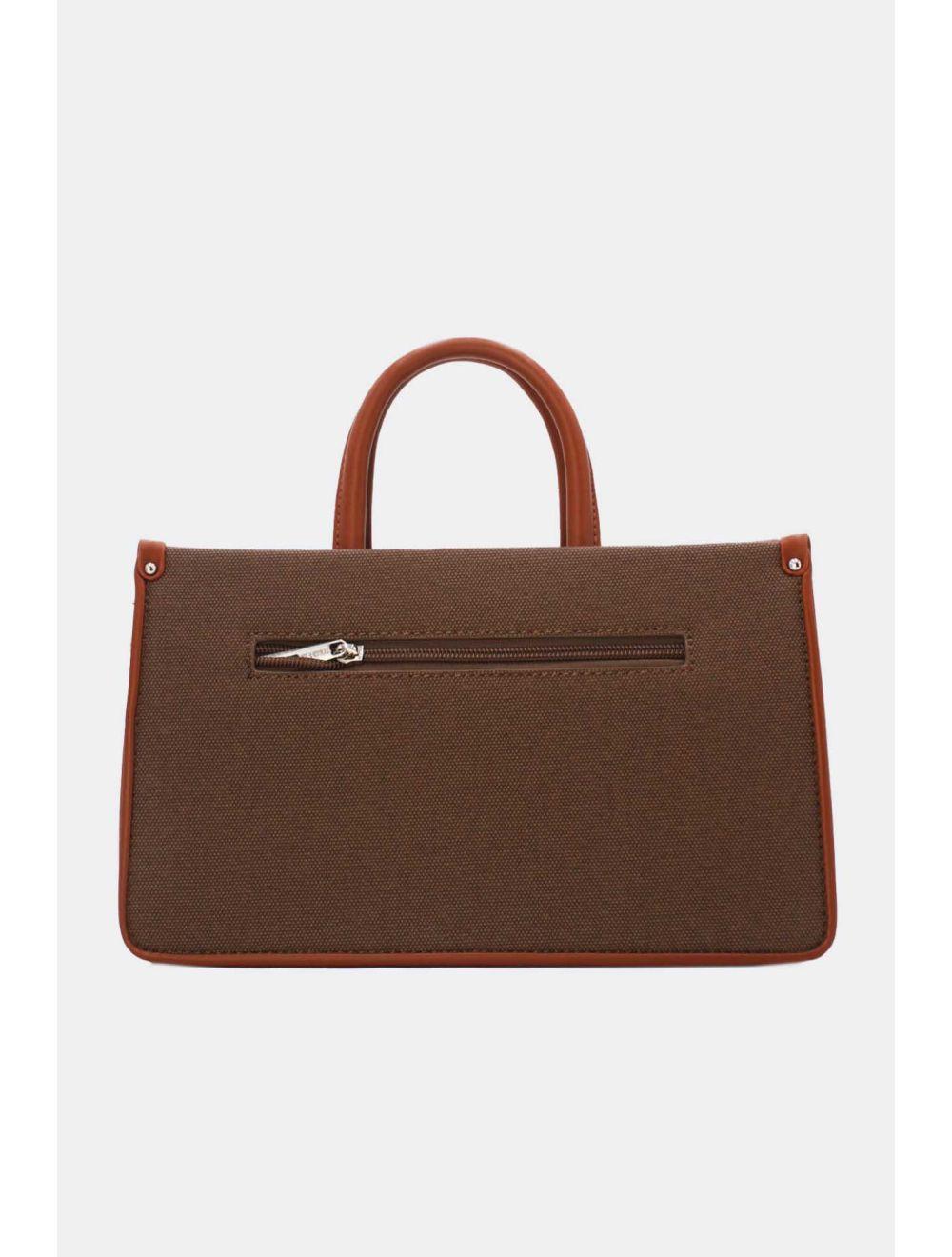 Tom&eva Medium Sac à Main Effet Tissus Bicolore 24B-6004-Coffee/Brown