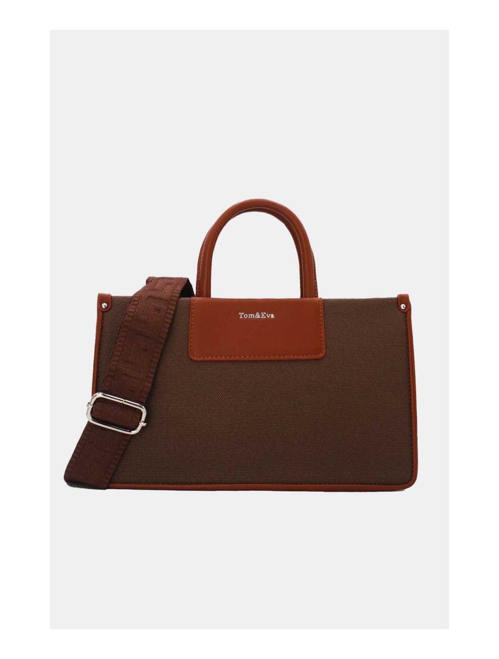 tom&eva Medium Sac à Main Effet Tissus Bicolore 24B-6004-Coffee/Brown
