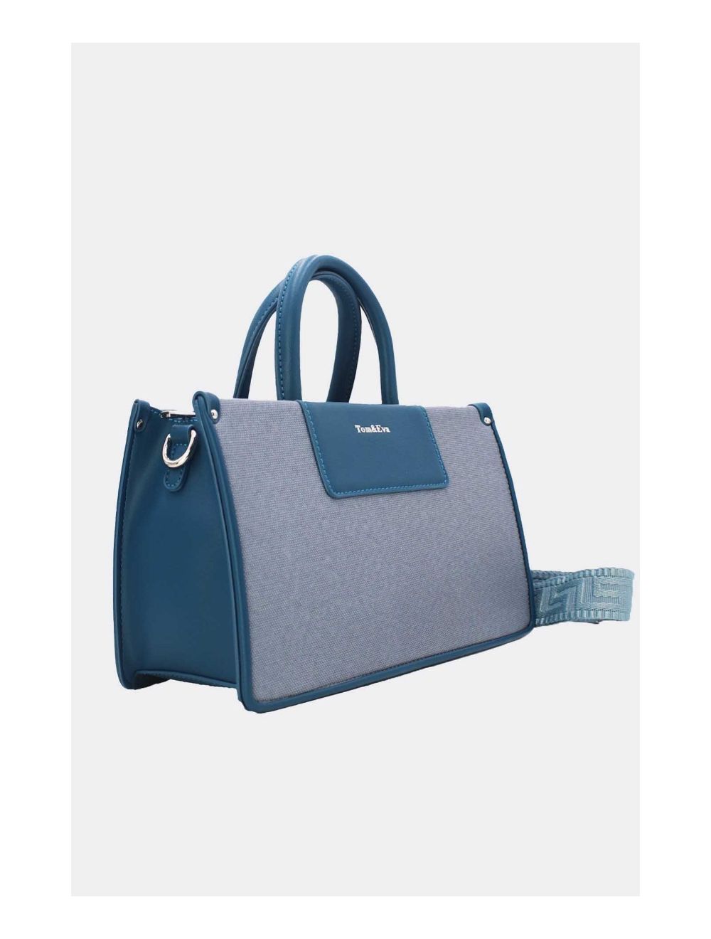 Tom&eva Medium Sac à Main Effet Tissus Bicolore 24B-6004-L.Blue/Blue
