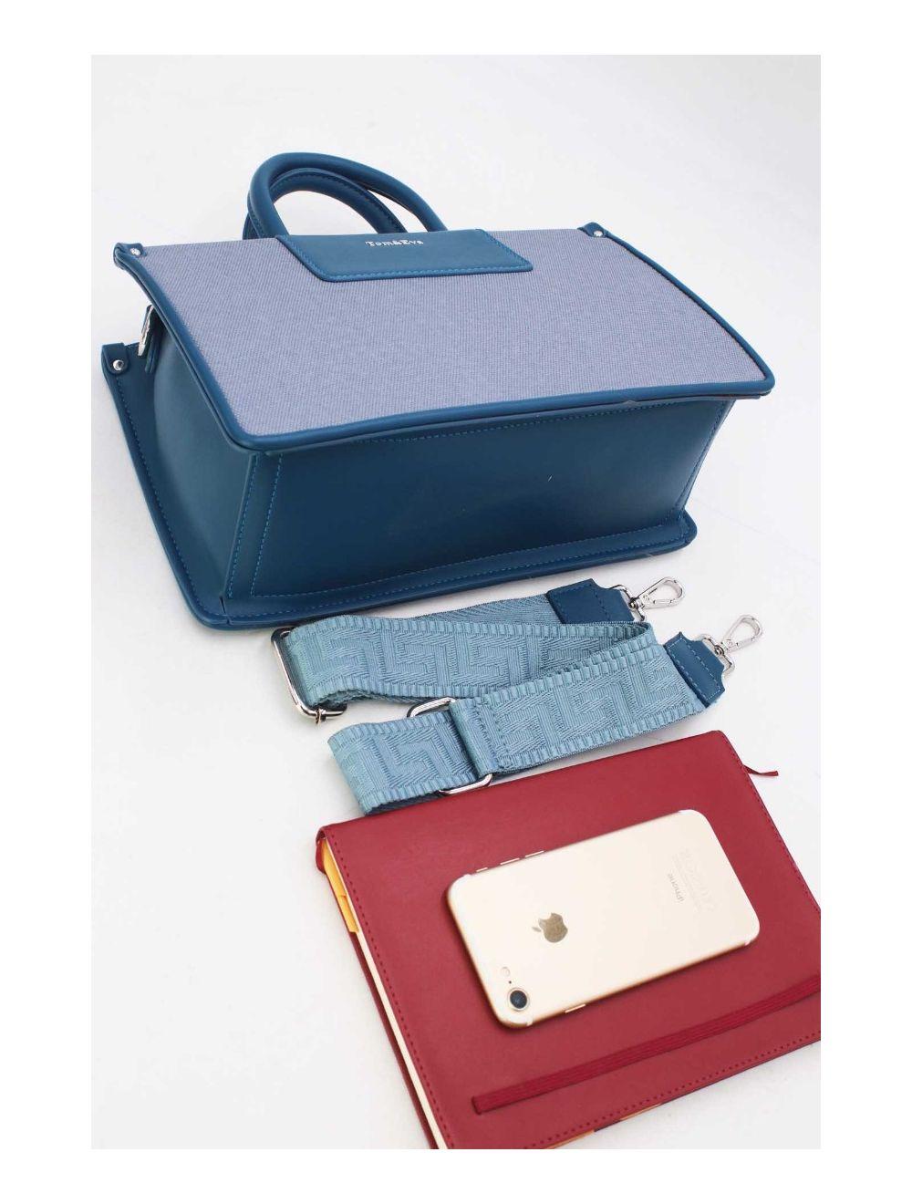 Tom&eva Medium Sac à Main Effet Tissus Bicolore 24B-6004-L.Blue/Blue