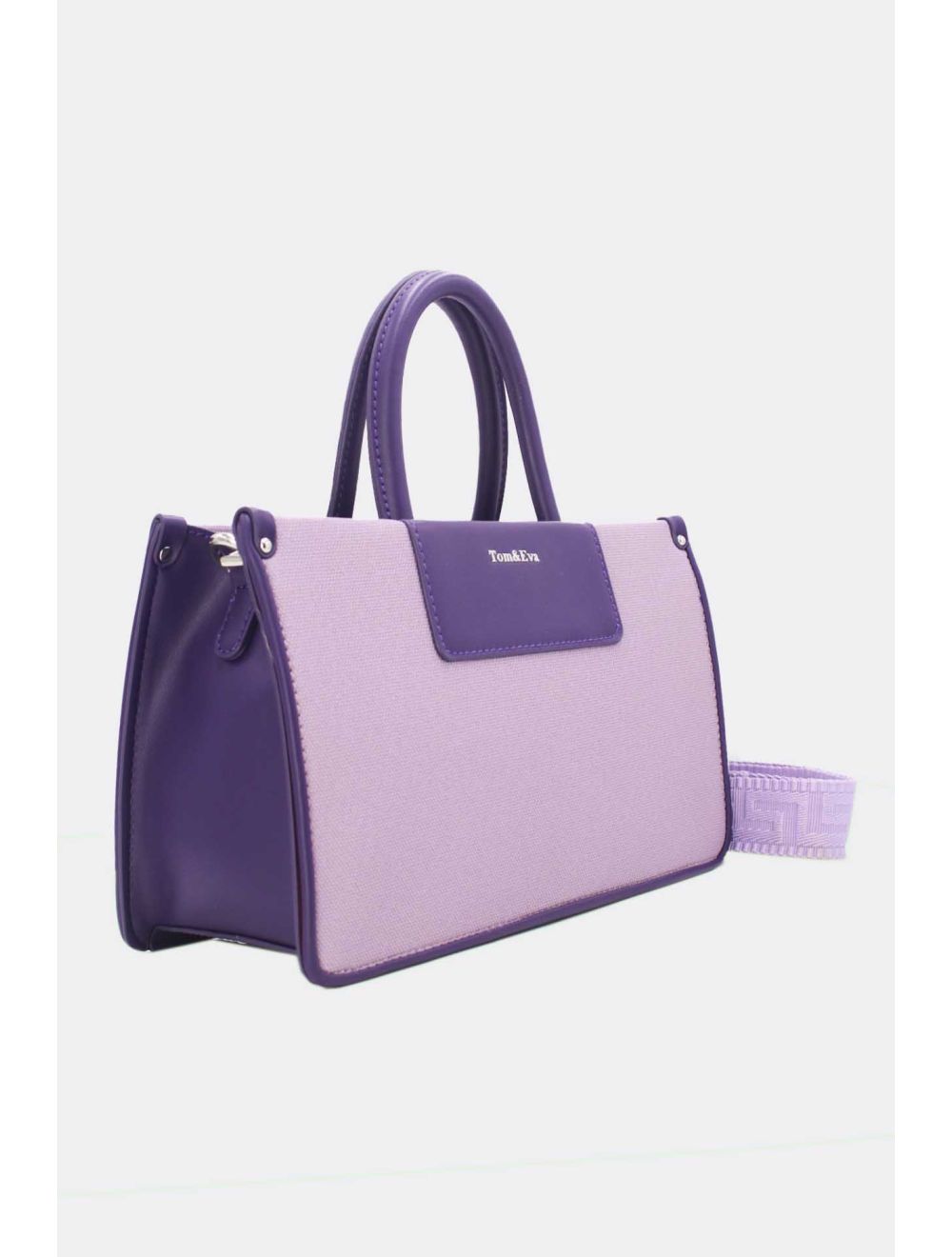 Tom&eva Medium Sac à Main Effet Tissus Bicolore 24B-6004-L.Purple/D.Purple