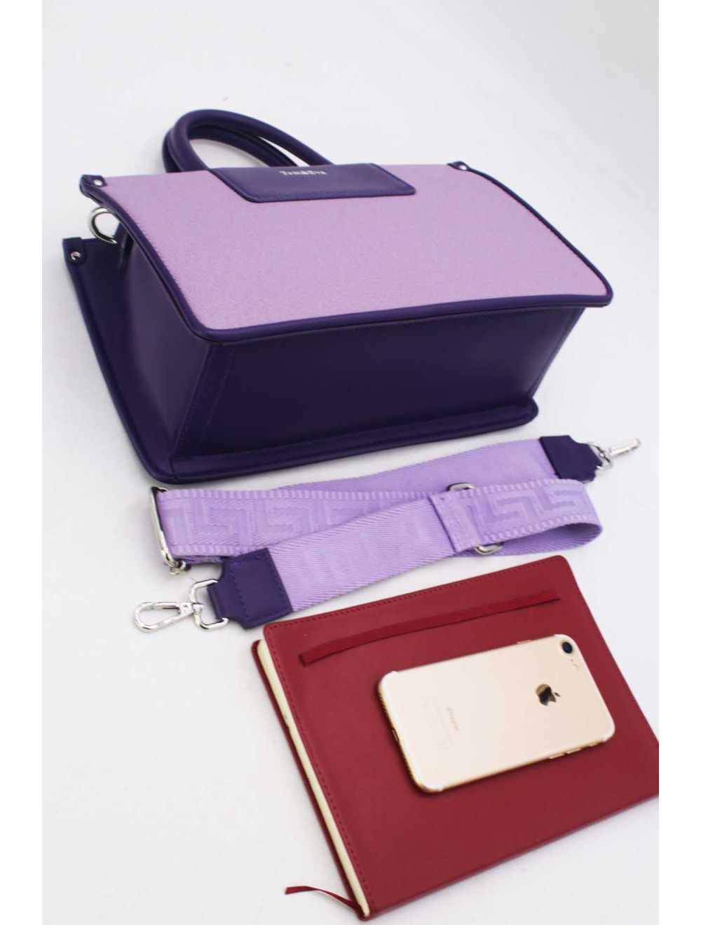 Tom&eva Medium Sac à Main Effet Tissus Bicolore 24B-6004-L.Purple/D.Purple