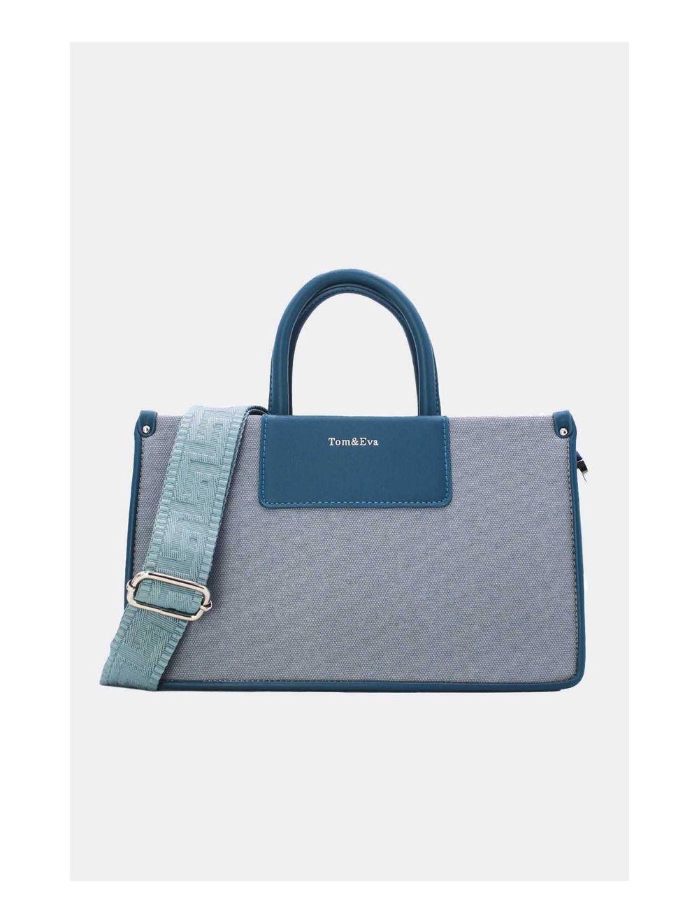 tom&eva Medium Sac à Main Effet Tissus Bicolore 24B-6004-L.Blue/Blue
