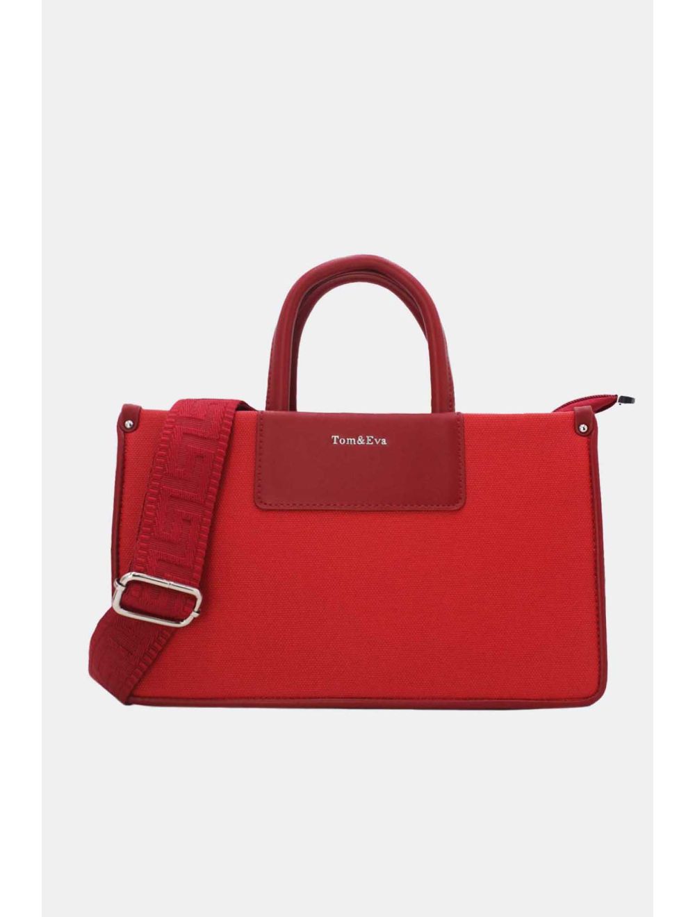 Tom&eva Medium Sac à Main Effet Tissus Bicolore 24B-6004-Red/D.Red