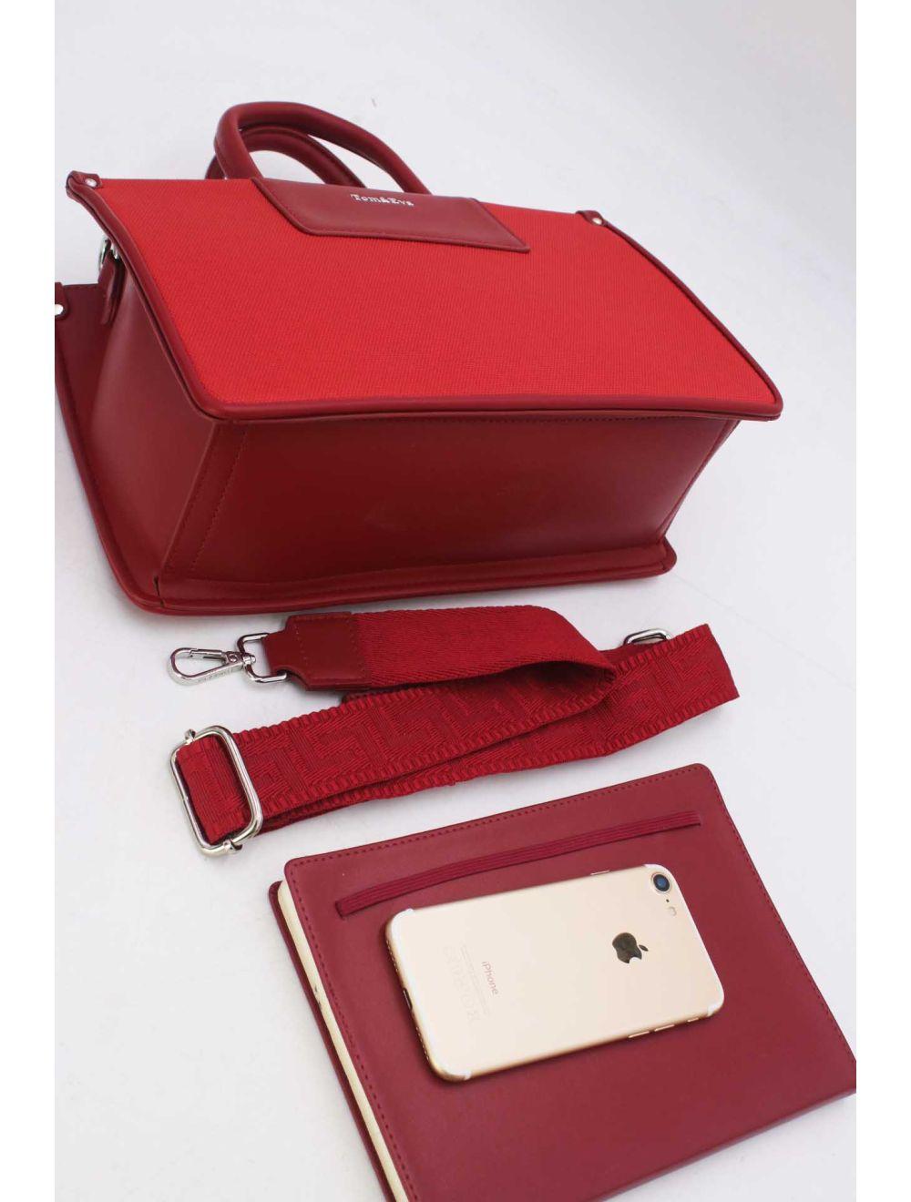 Tom&eva Medium Sac à Main Effet Tissus Bicolore 24B-6004-Red/D.Red