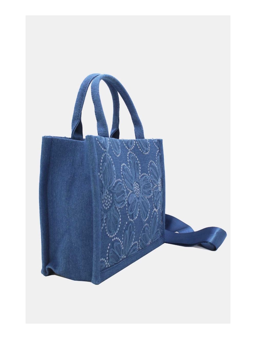 Tom&eva Medium Sac Cabas Jeans En Fleurs 24P-5879-D.Blue