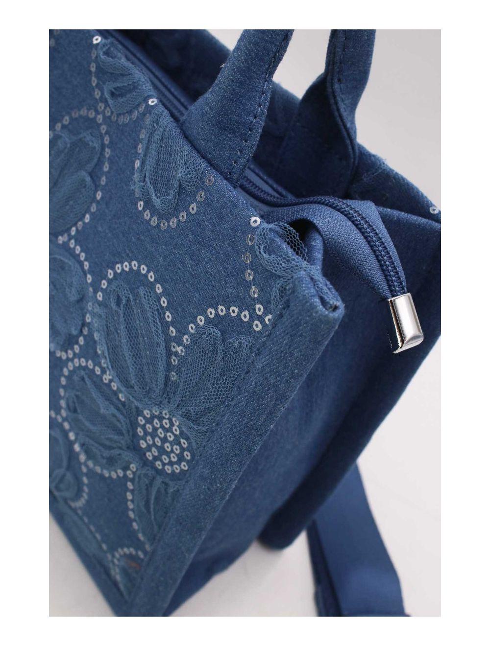 tom&eva Medium Sac Cabas Jeans En Fleurs 24P-5879-D.Blue
