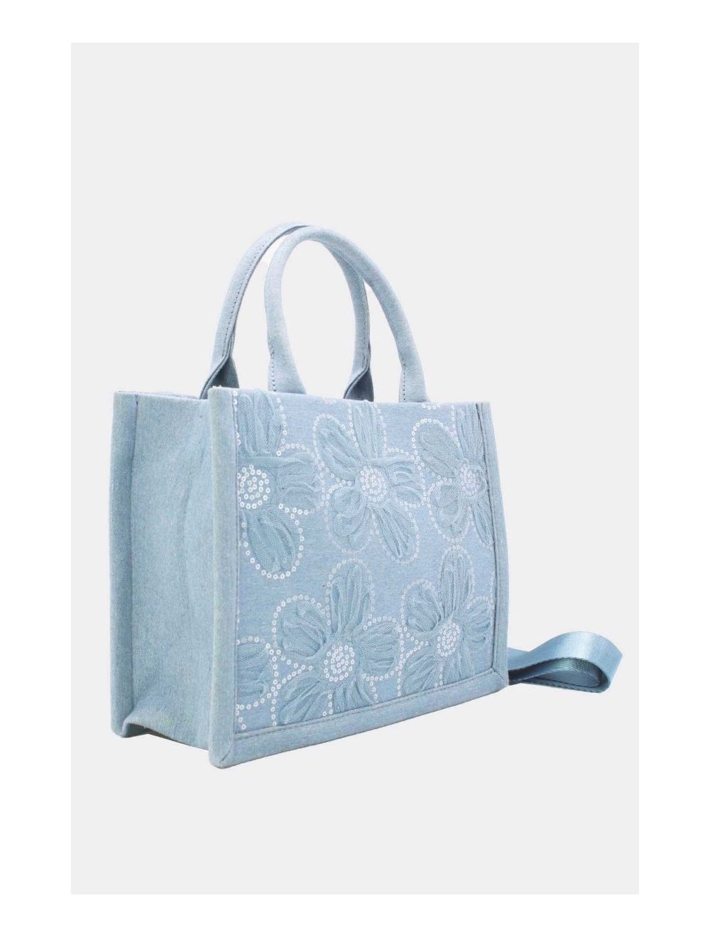 Tom&eva Medium Sac Cabas Jeans En Fleurs 24P-5879-L.Blue