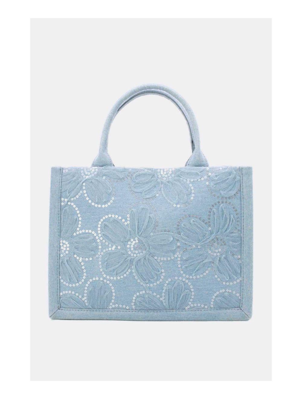 Tom&eva Medium Sac Cabas Jeans En Fleurs 24P-5879-L.Blue