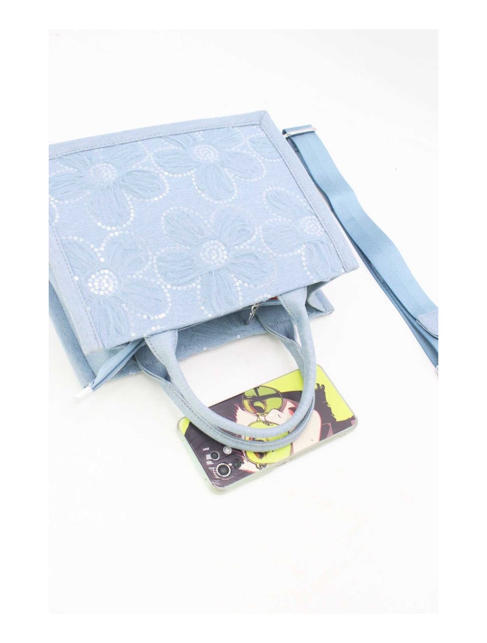 tom&eva Medium Sac Cabas Jeans En Fleurs 24P-5879-L.Blue