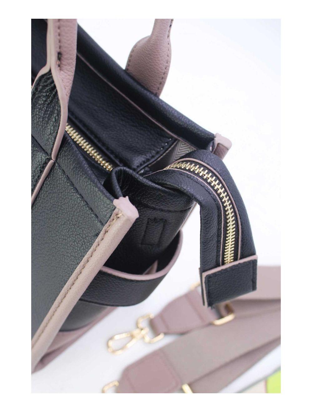 tom&eva Medium Sac Fourre-Tout Effet Cuir Grainé 24B-5948-Black/Grey