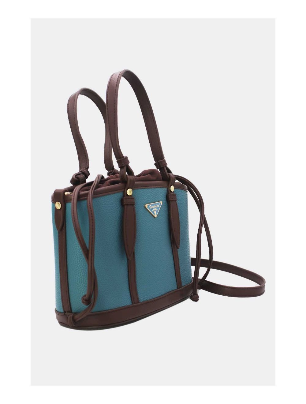 Tom&eva Medium Sac Seau Fermoir à Cordon 23P-5792-Blue/Coffee