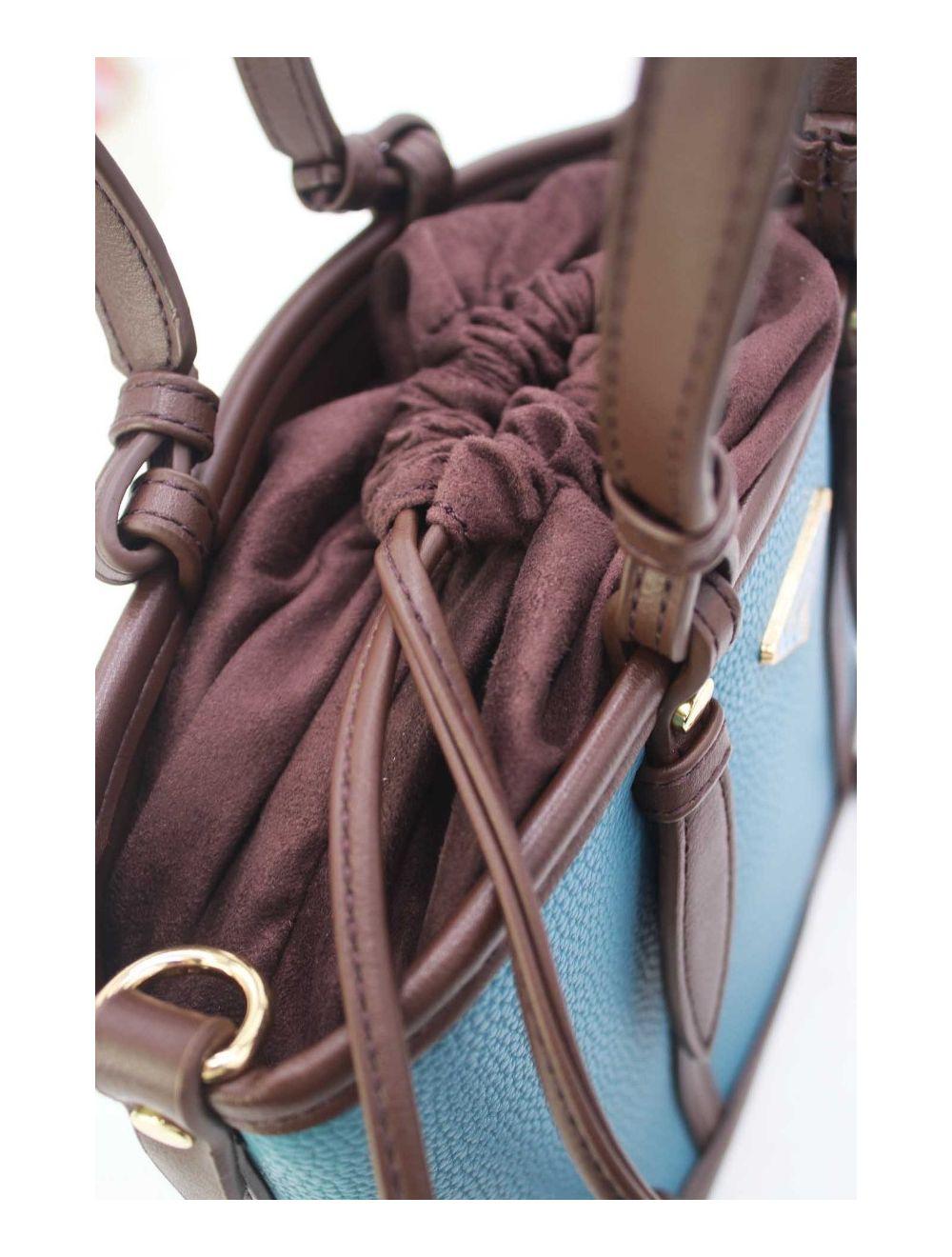 Tom&eva Medium Sac Seau Fermoir à Cordon 23P-5792-Blue/Coffee