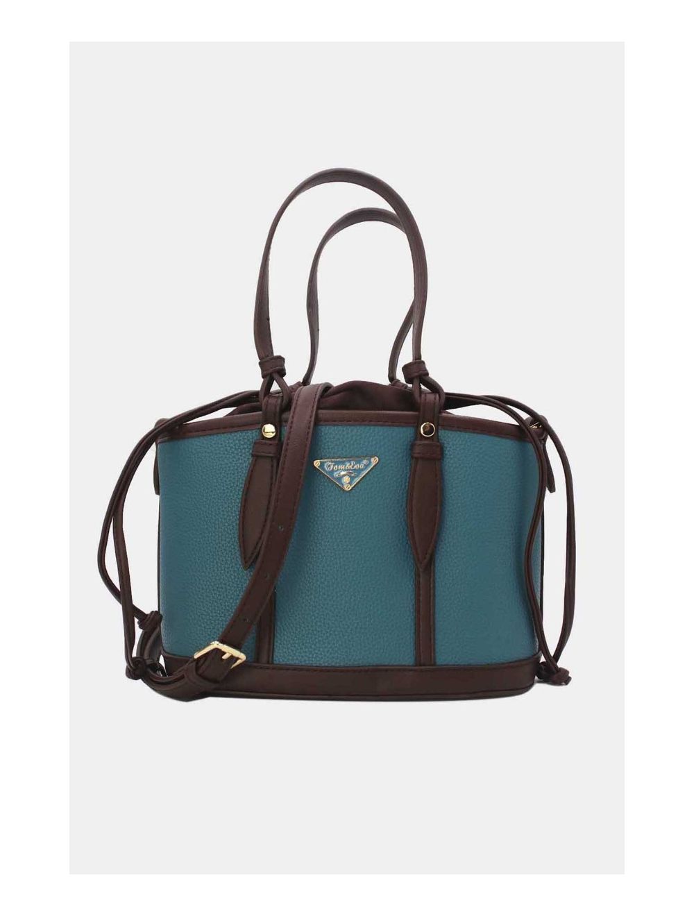 tom&eva Medium Sac Seau Fermoir à Cordon 23P-5792-Blue/Coffee