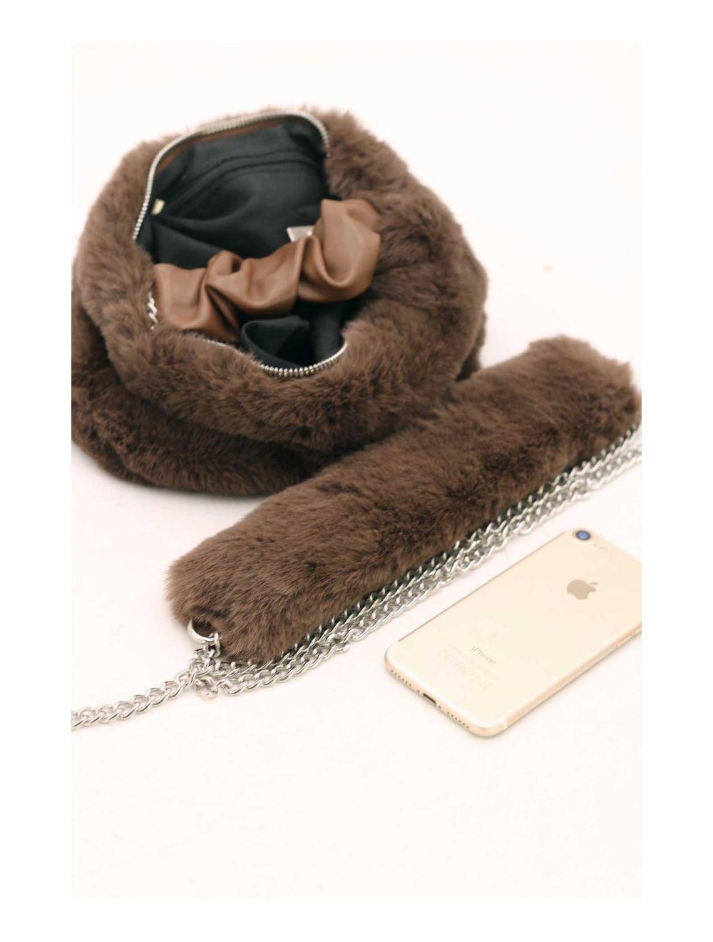 tom&eva Mini Sac à Main Fausse Fourrure-23P-5689-Brun