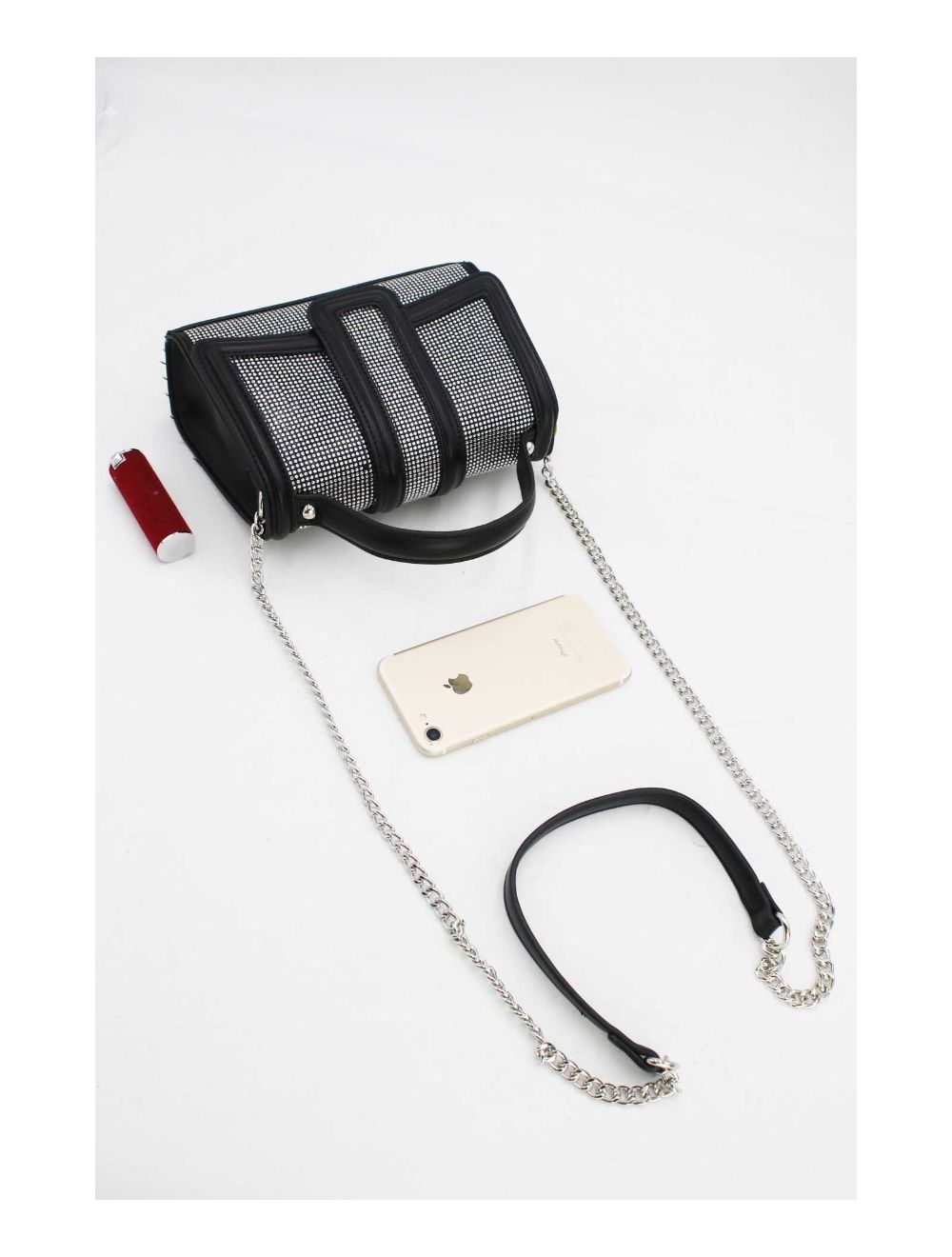 tom&eva Mini Sac à Main Strassé Style Vintage 22B-5592-Black