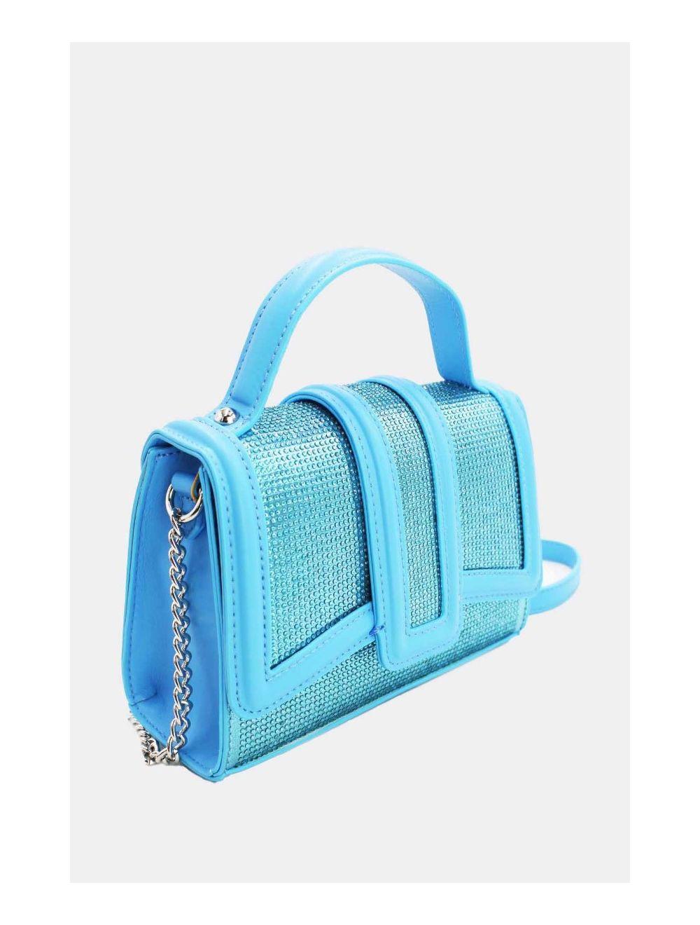 Tom&eva Mini Sac à Main Strassé Style Vintage 22B-5592-Blue