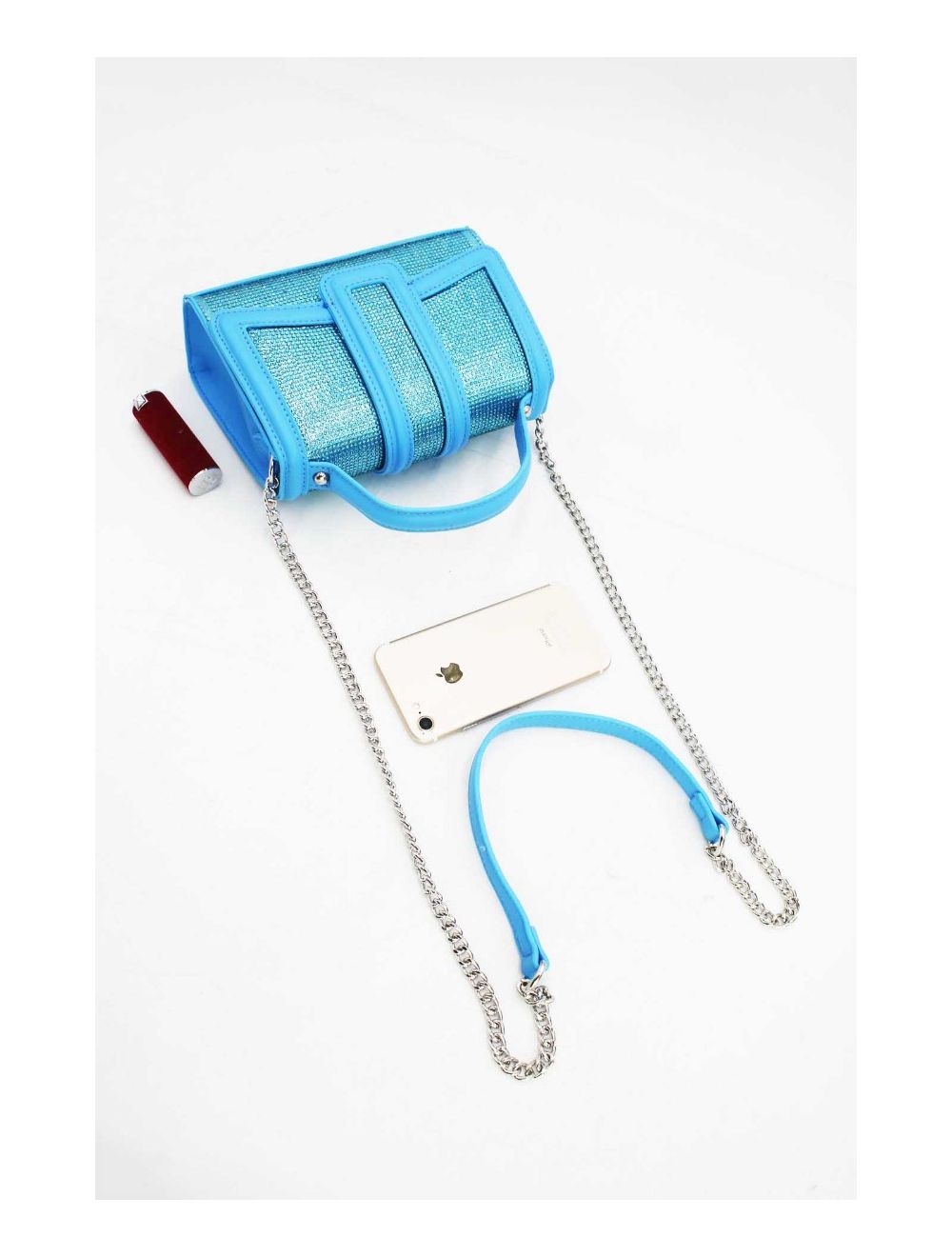 Tom&eva Mini Sac à Main Strassé Style Vintage 22B-5592-Blue