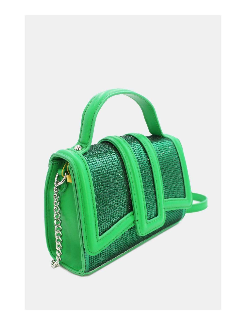 Tom&eva Mini Sac à Main Strassé Style Vintage 22B-5592-Green