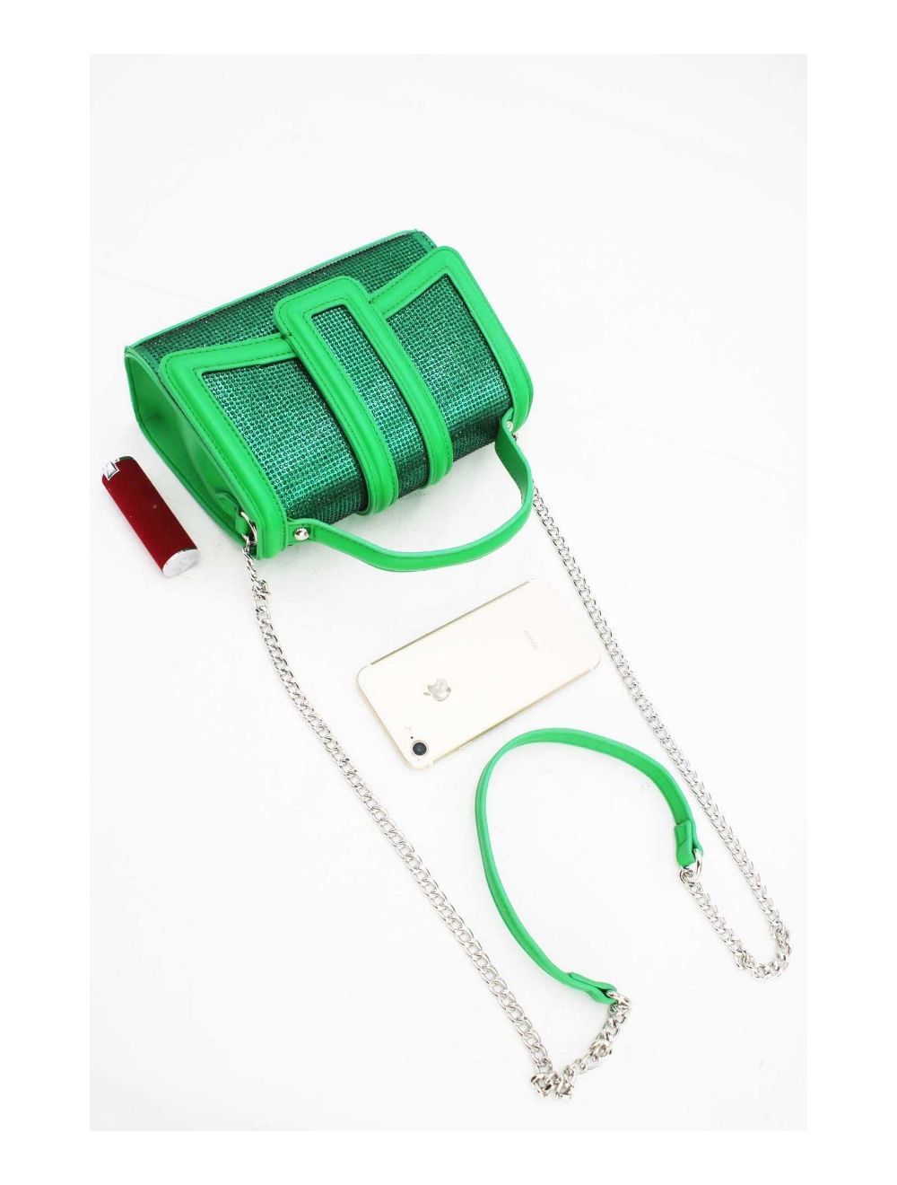 tom&eva Mini Sac à Main Strassé Style Vintage 22B-5592-Green