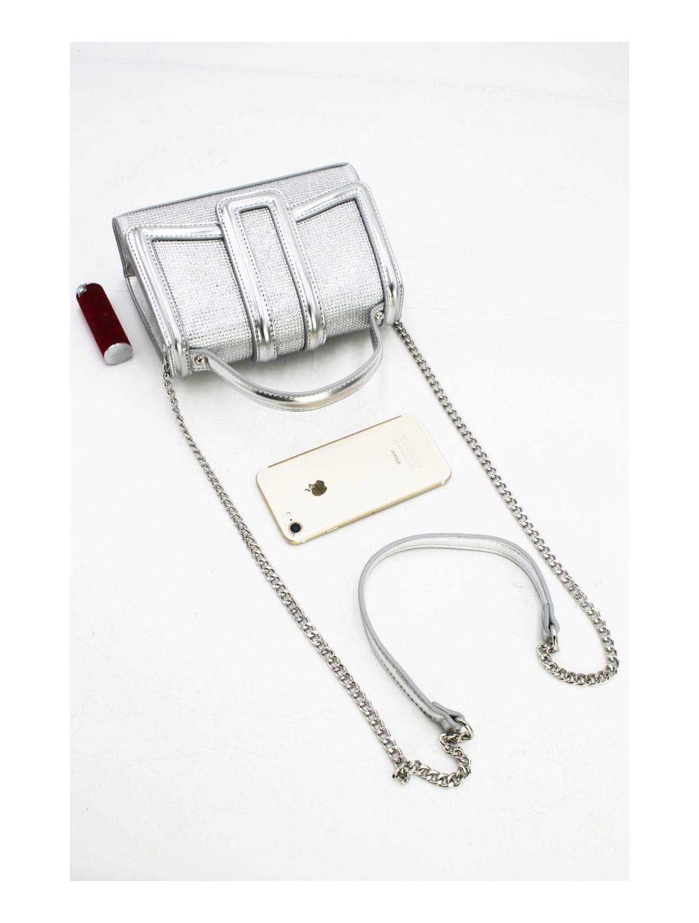 tom&eva Mini Sac à Main Strassé Style Vintage 22B-5592-Silver