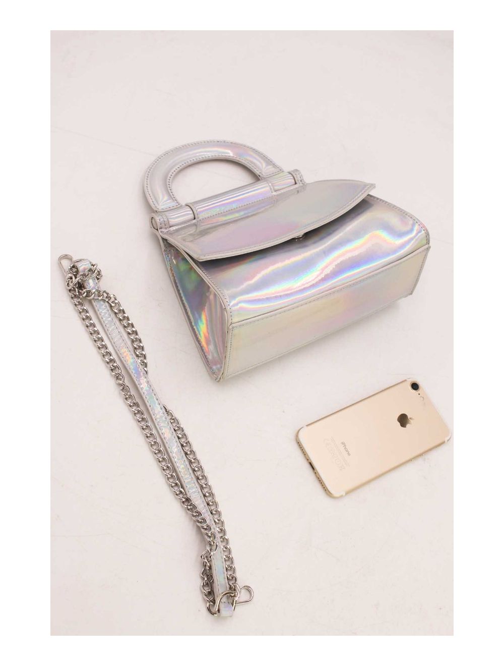 tom&eva Mini Sac à Main Vernis Brillant 23P-5681-Argent