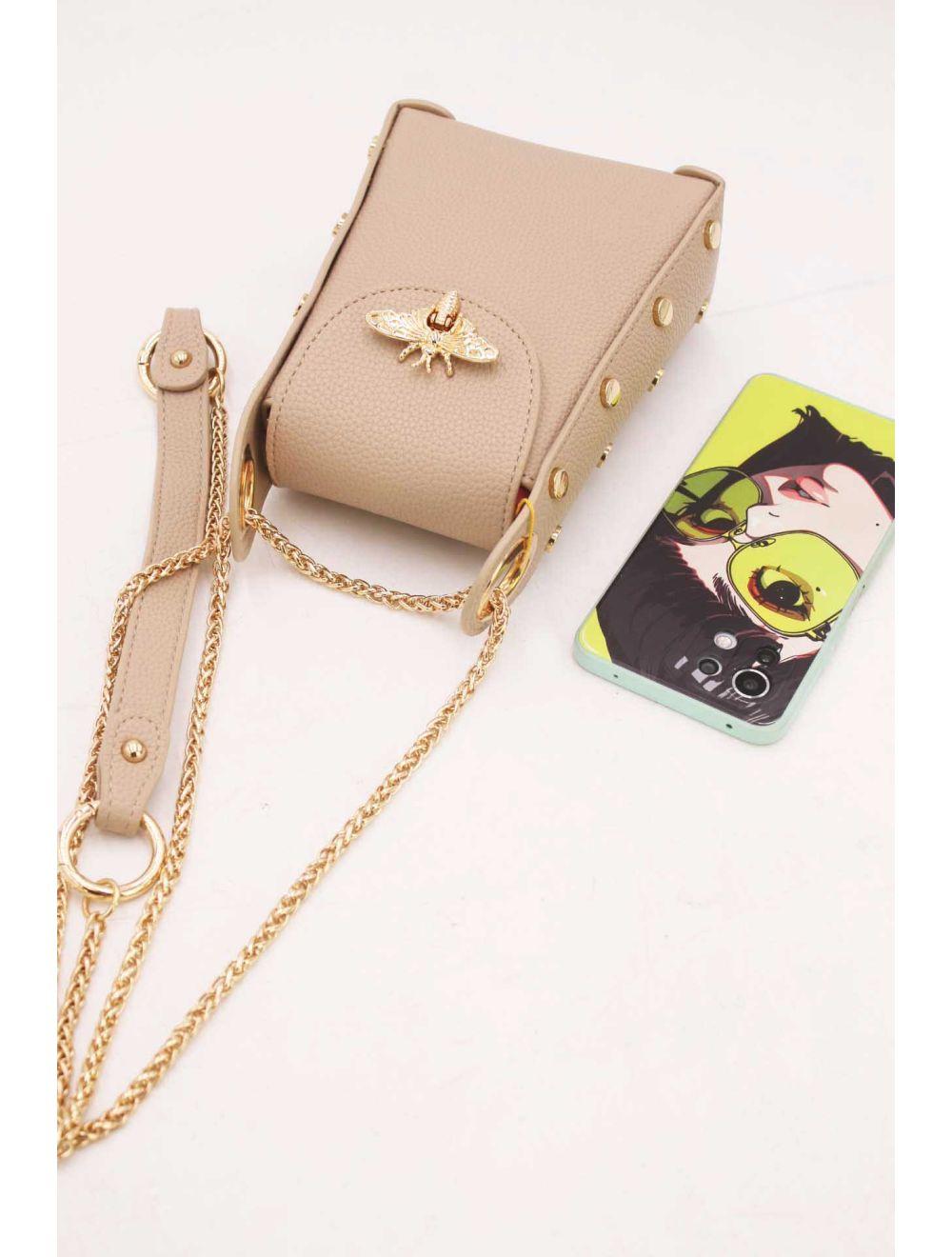Tom&eva Mini Sac Abeille Pour Smartphone Chaîne Dorée-22P-5539-Camel