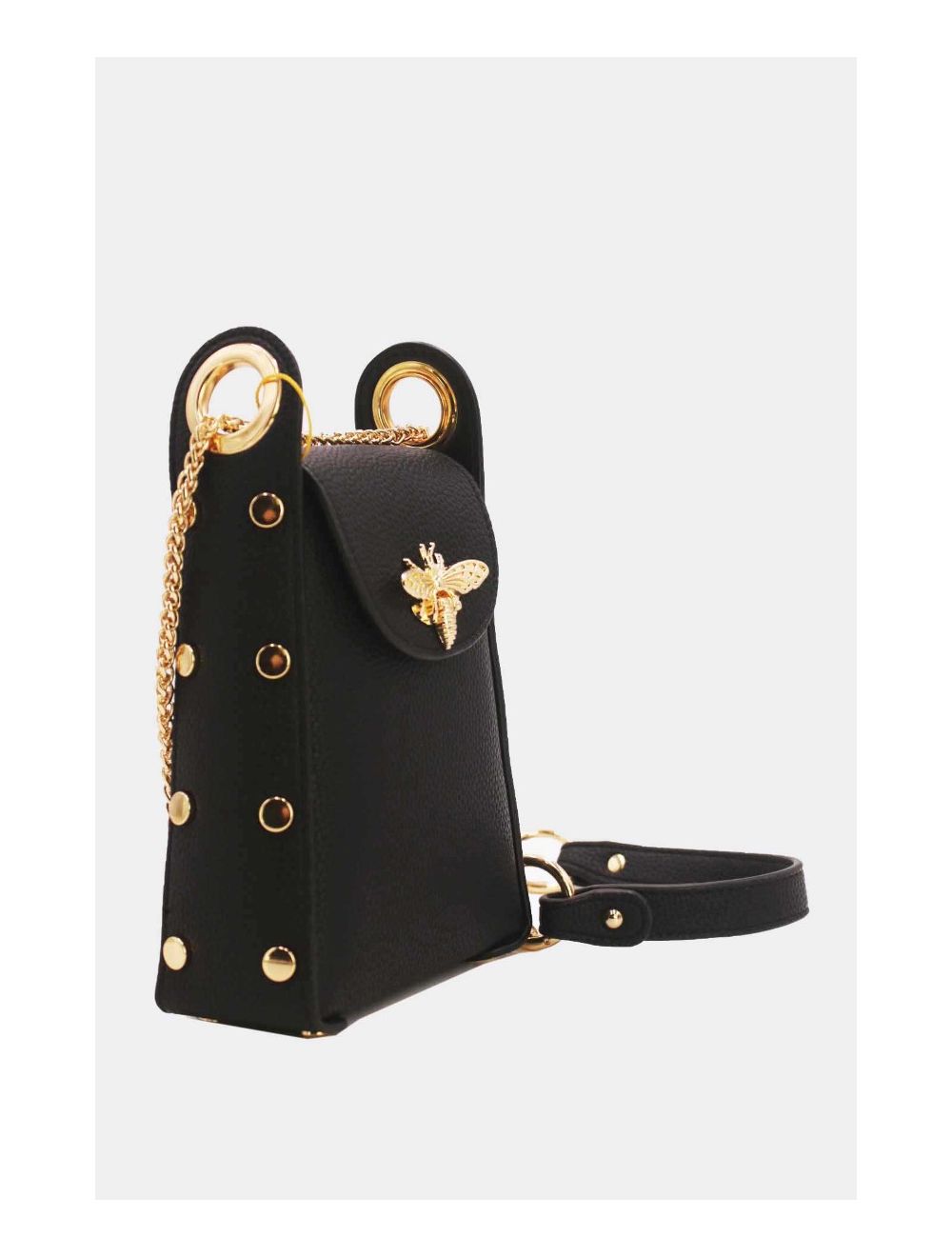 Tom&eva Mini Sac Abeille Pour Smartphone Chaîne Dorée-22P-5539-Noir