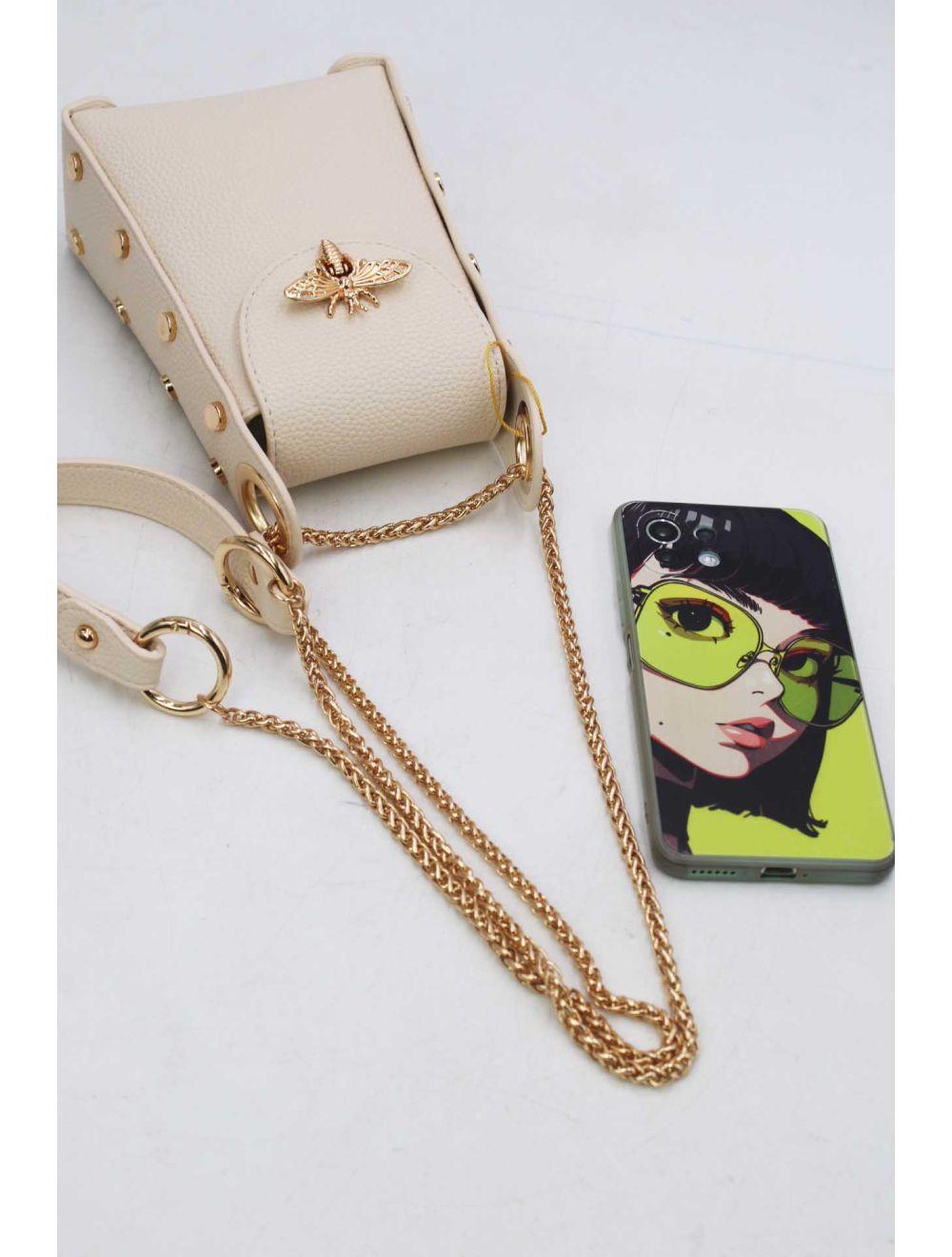 tom&eva Mini Sac Abeille Pour Smartphone Chaîne Dorée-22P-5539-Abricot